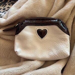 Chic White and Brown Heart Accent Women's Bag